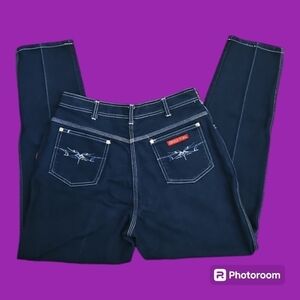 Vtg BRAXTON 1980s Designer Ultra High Rise Dark Blue Denim Ankle Jeans